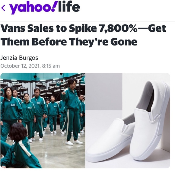 Squid Game Unisex Vans white Slip On Skate Shoe - Picture 2 of 9